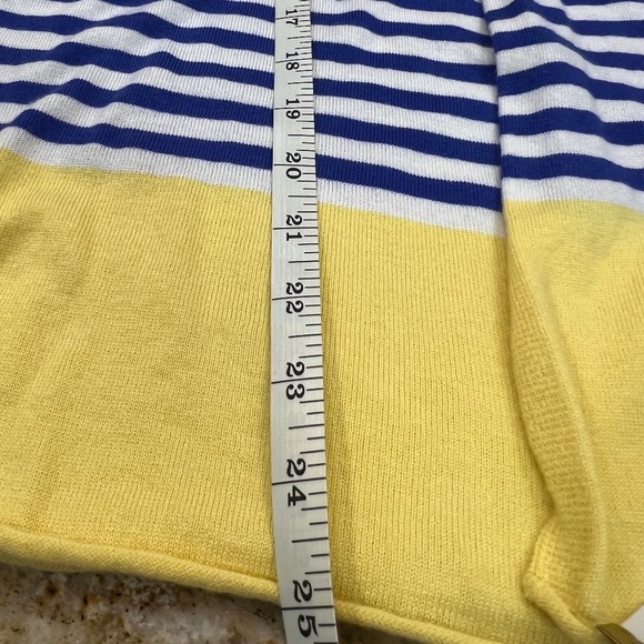 Talbots open lightweight cardigan - Size Petite Petite.  Yellow, Blue and White - Picture 13 of 13